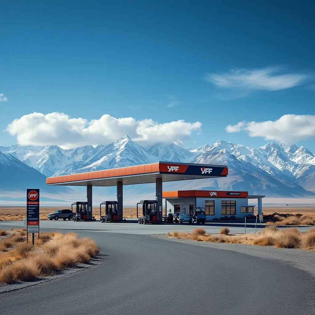 Estación YPF en la ruta patagónica
